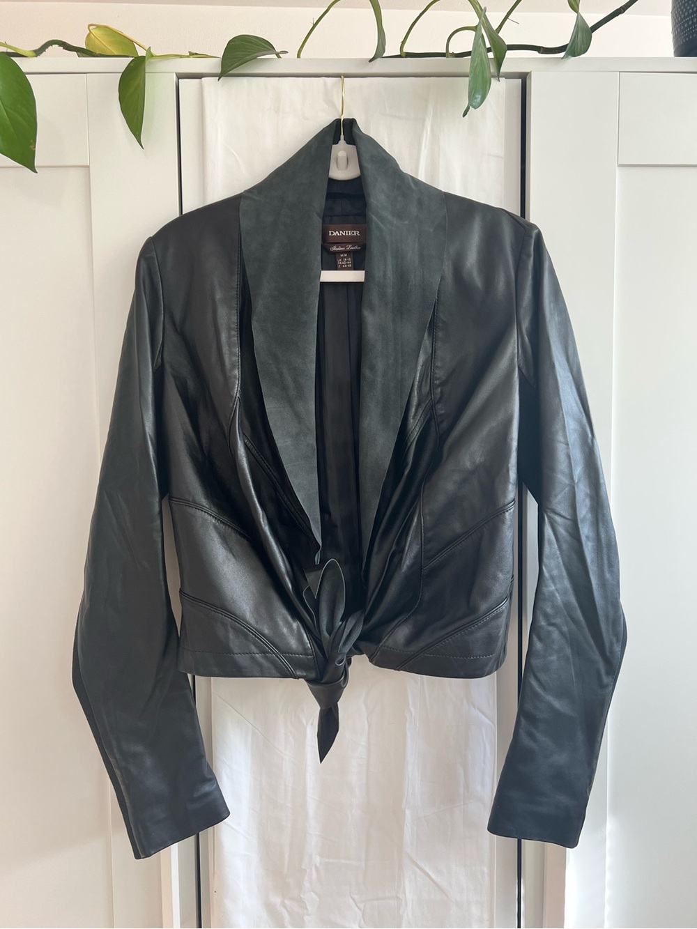 Danier Vintage Leather & Suede Shirt Jacket, Black, Size Medium